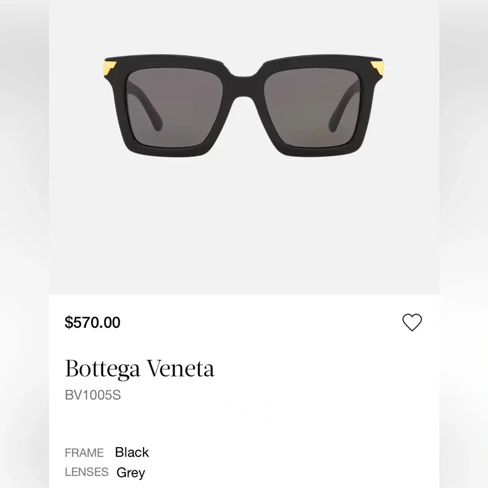 Bottega Veneta BV1005S Black Square Sunglasses with Gold Accents - Picture 2 of 4